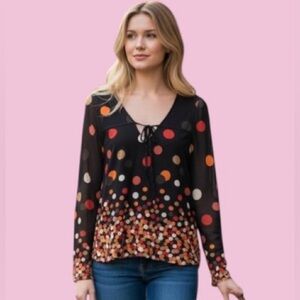 INC International Concepts Black Top with Colorful Dots